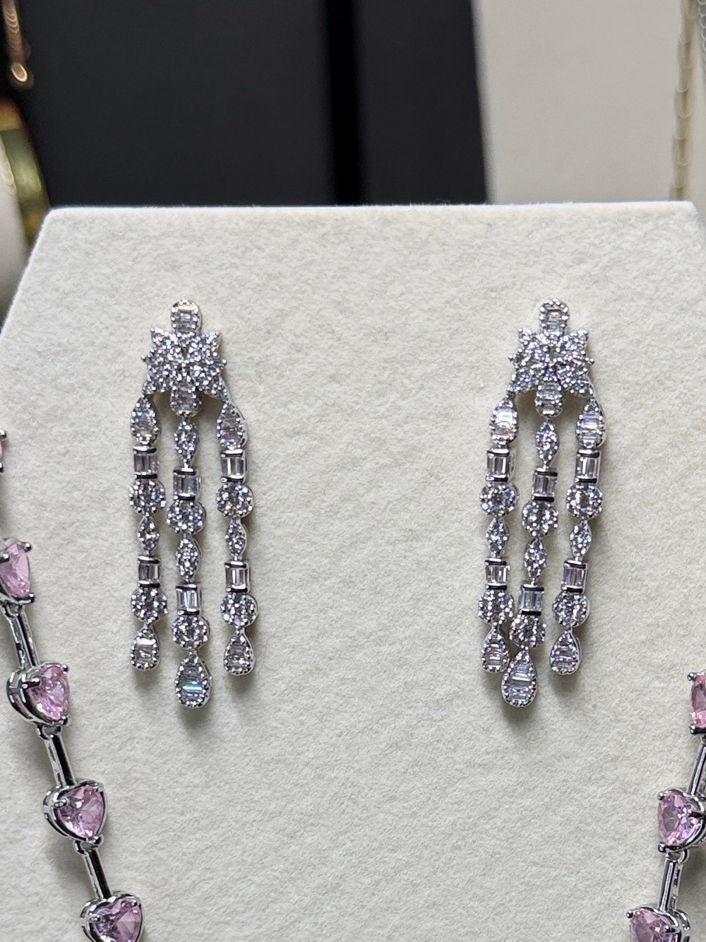 SWAROVSKI 18K White Gold over Sterling Cascading Earrings. Retail $450